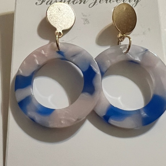 Acrylic Mini Hoop Dangling Post Back Earrings - Picture 3 of 7